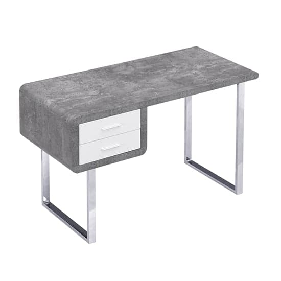 Carroll Wooden Computer Desk In Concrete Effect With Chrome Legs