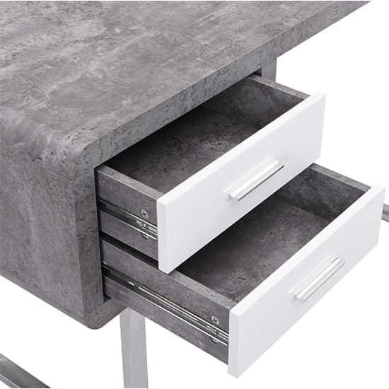 Carroll Wooden Computer Desk In Concrete Effect With Chrome Legs