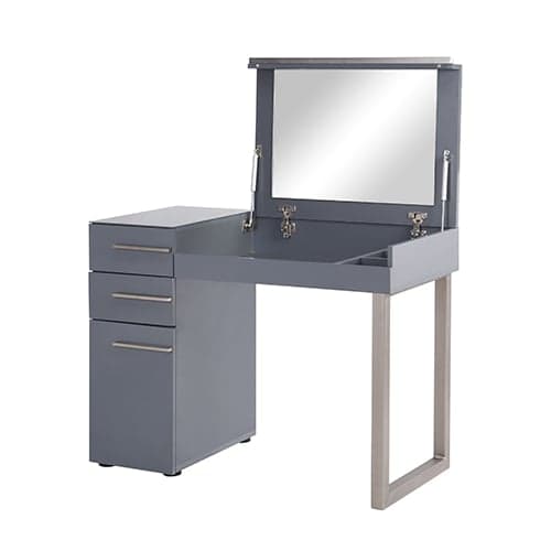 Carteret High Gloss Dressing Table With Mirror In Grey