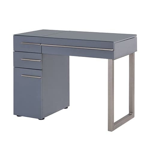 Carteret High Gloss Dressing Table With Mirror In Grey