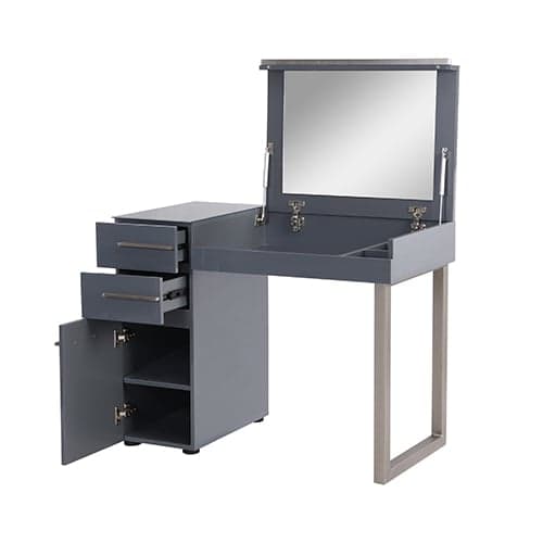 Carteret High Gloss Dressing Table With Mirror In Grey