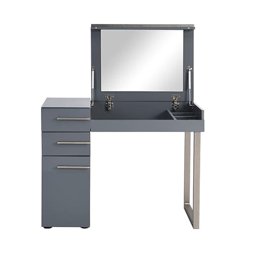 Carteret High Gloss Dressing Table With Mirror In Grey