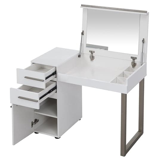 Carteret High Gloss Dressing Table With Mirror In White