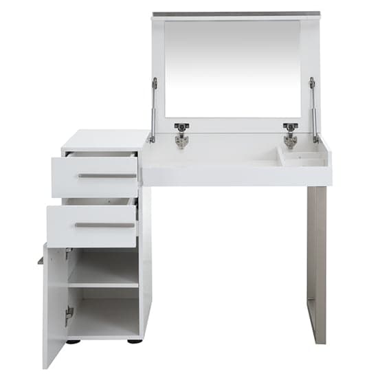 Carteret High Gloss Dressing Table With Mirror In White