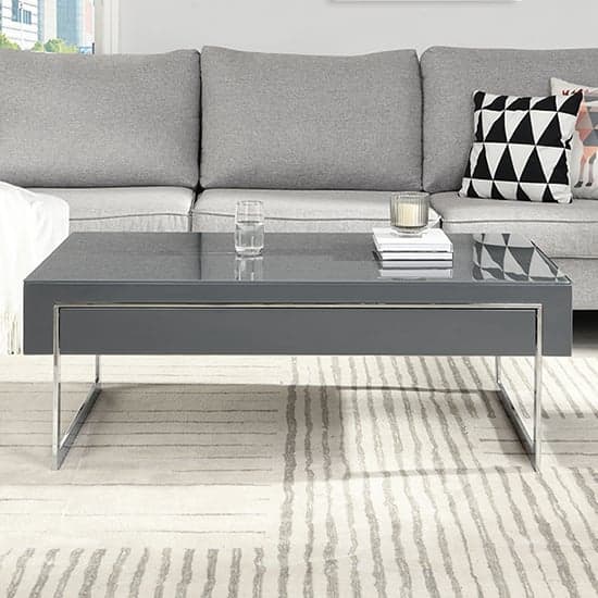 Casper High Gloss Coffee Table With 1 Drawer In Grey