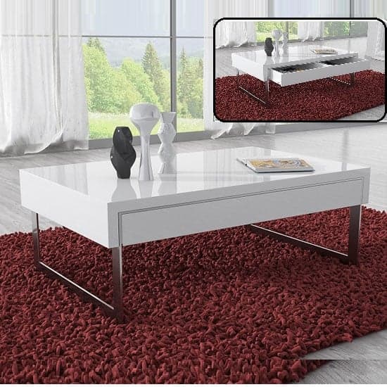 Casper High Gloss Coffee Table With 1 Drawer In White