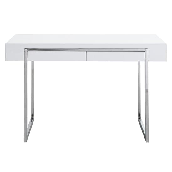 Casper High Gloss Computer Desk With 2 Drawers In White