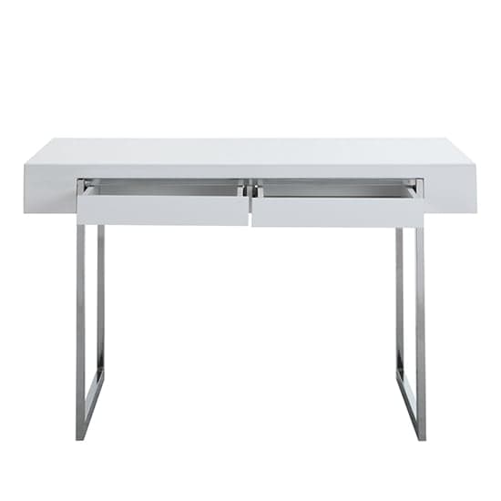 Casper High Gloss Computer Desk With 2 Drawers In White