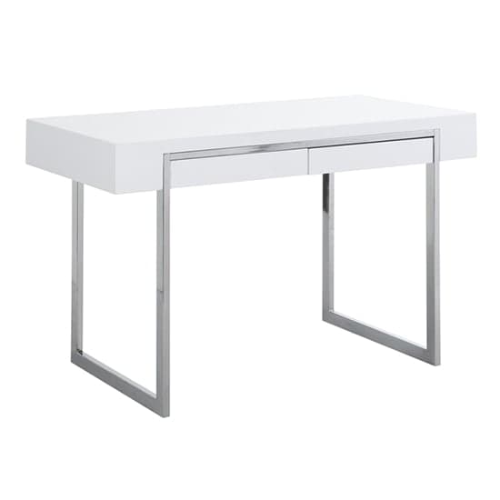 Casper High Gloss Computer Desk With 2 Drawers In White