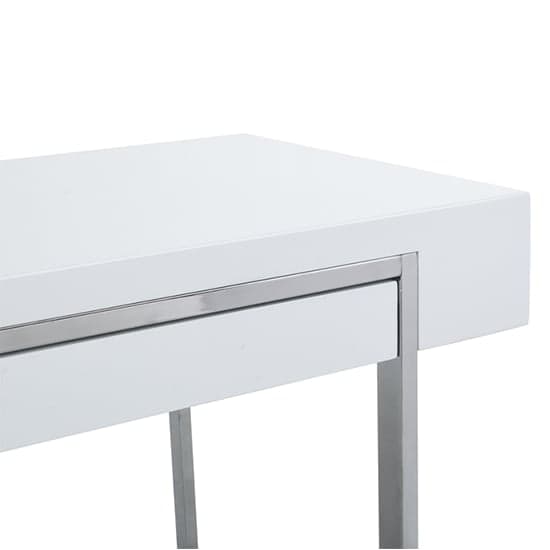 Casper High Gloss Computer Desk With 2 Drawers In White