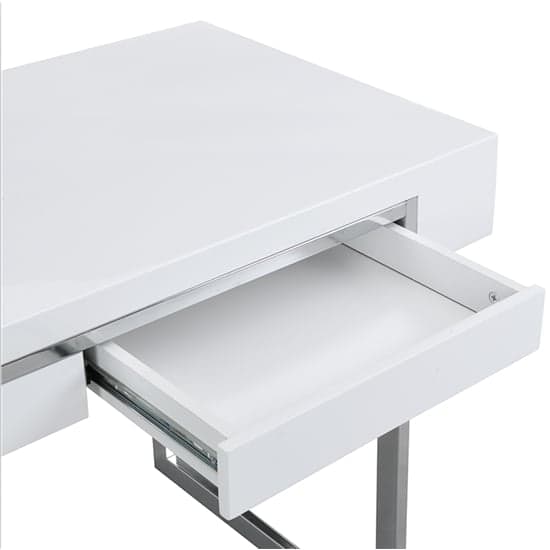 Casper High Gloss Computer Desk With 2 Drawers In White