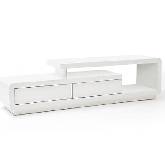 Celina High Gloss TV Stand With 2 Drawers In White