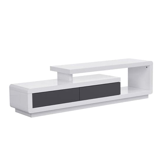 Celina High Gloss TV Stand With 2 Drawers In White And Grey