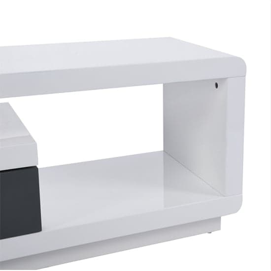 Celina High Gloss TV Stand With 2 Drawers In White And Grey