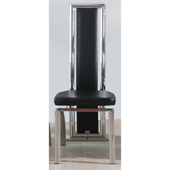 Chickasha Faux Leather Dining Chair In Black With Chrome Legs