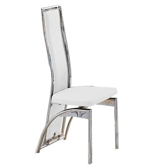 Chickasha Faux Leather Dining Chair In White With Chrome Legs