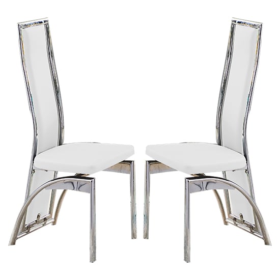 Chickasha White Faux Leather Dining Chairs In Pair