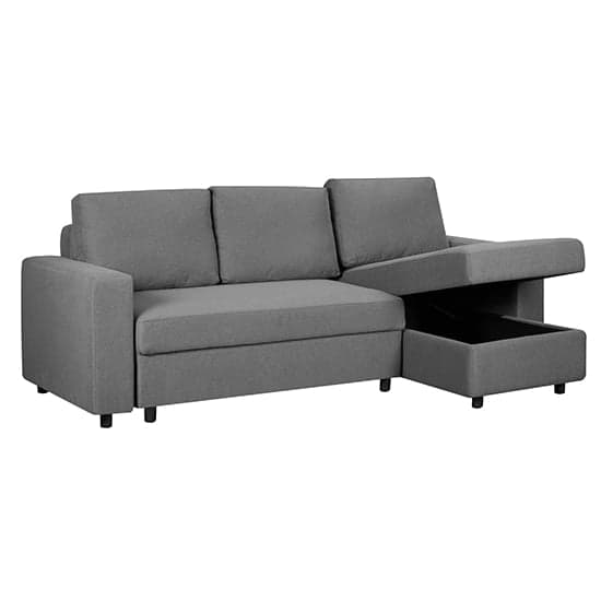 Columbia Chenille Fabric Corner Sofa Bed With Storage In Dark Grey