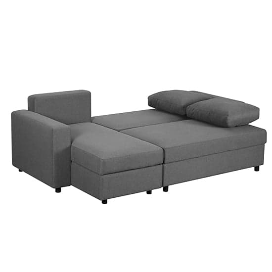 Columbia Chenille Fabric Corner Sofa Bed With Storage In Dark Grey