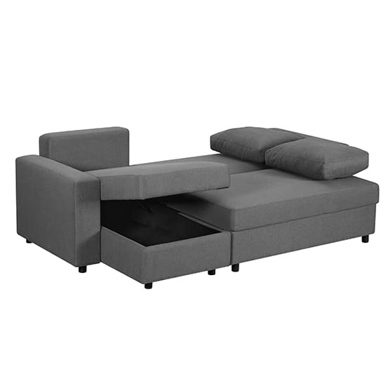 Columbia Chenille Fabric Corner Sofa Bed With Storage In Dark Grey