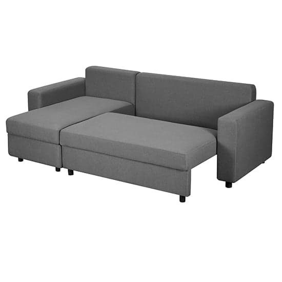 Columbia Chenille Fabric Corner Sofa Bed With Storage In Dark Grey