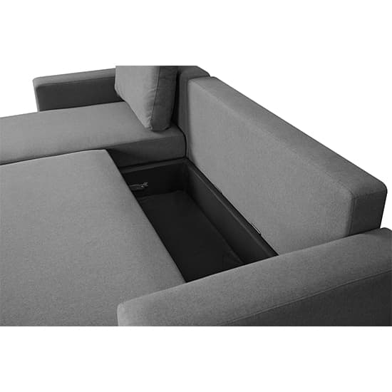 Columbia Chenille Fabric Corner Sofa Bed With Storage In Dark Grey