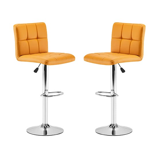 Concord Curry Faux Leather Bar Stools With Chrome Base In Pair