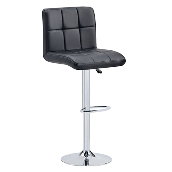 Concord Faux Leather Bar Stool In Black With Chrome Base