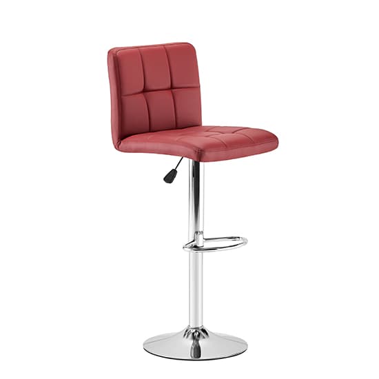 Concord Faux Leather Bar Stool In Bordeaux With Chrome Base