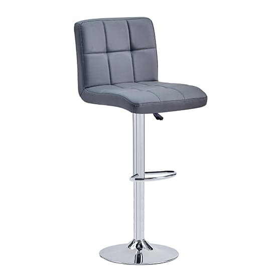 Concord Faux Leather Bar Stool In Grey With Chrome Base