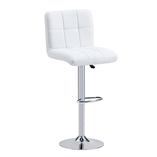 Concord Faux Leather Bar Stool In White With Chrome Base