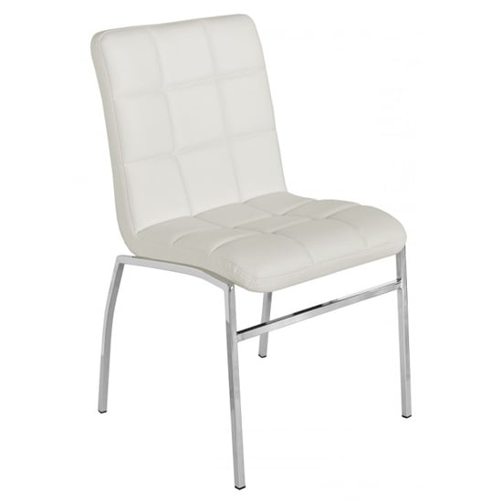 Concord Faux Leather Dining Chair In White With Chrome Legs