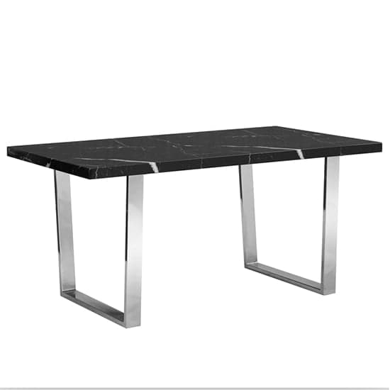 Corbin Black High Gloss Dining Table In Milano Marble Effect