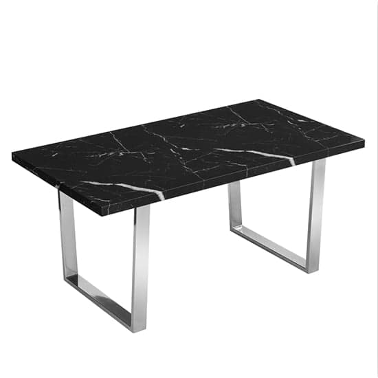 Corbin Black High Gloss Dining Table In Milano Marble Effect