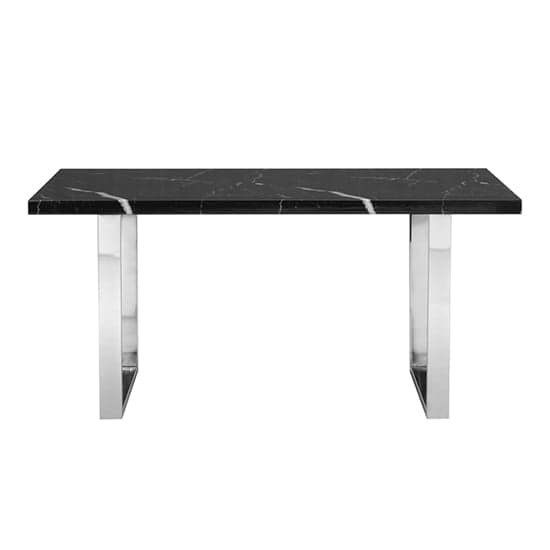 Corbin Black High Gloss Dining Table In Milano Marble Effect