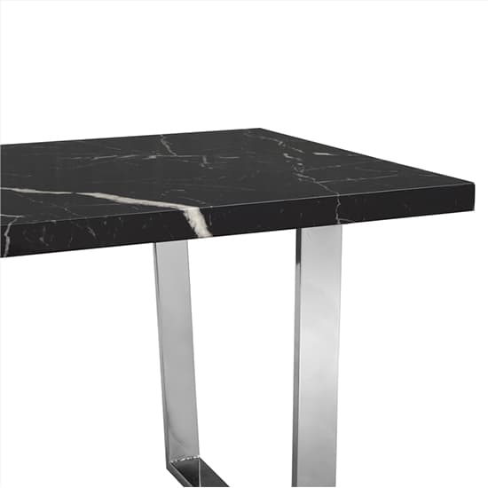 Corbin Black High Gloss Dining Table In Milano Marble Effect