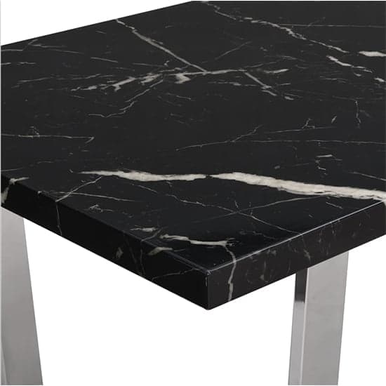 Corbin Black High Gloss Dining Table In Milano Marble Effect