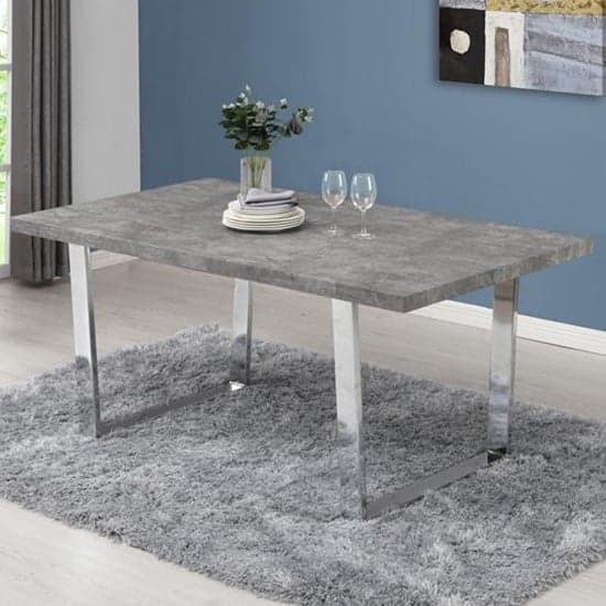 Corbin Concrete Effect Dining Table 6 Petersburg Grey White Chair