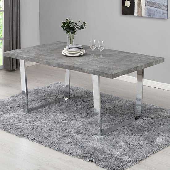 Corbin Rectangular Wooden Dining Table In Concrete Effect