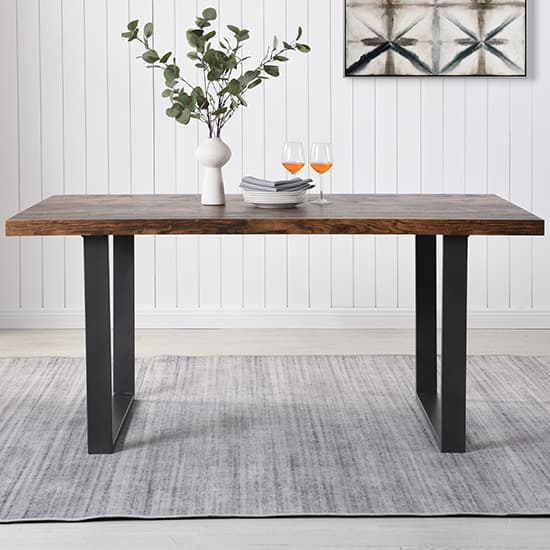 Corbin Wooden Dining Table Rectangular In Rustic Oak