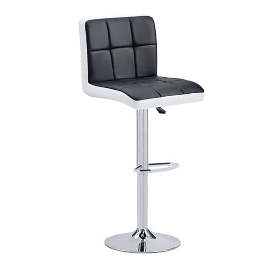 Cortez Faux Leather Bar Stool In Black And White