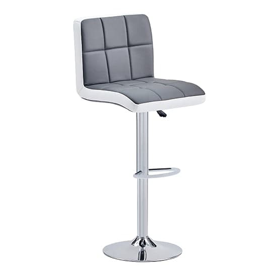 Cortez Faux Leather Bar Stool In Grey And White