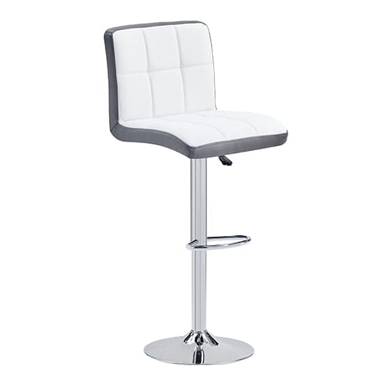 Cortez Faux Leather Bar Stool In White And Grey