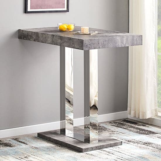 Cortina Concrete Effect Bar Table 4 Cortez Grey White Stools