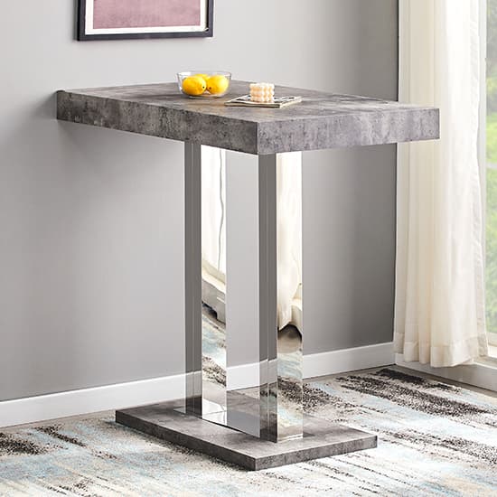 Cortina Concrete Effect Bar Table 4 Riga Black White Stools