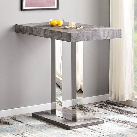 Cortina Concrete Effect Bar Table With 4 Rifle Black Stools