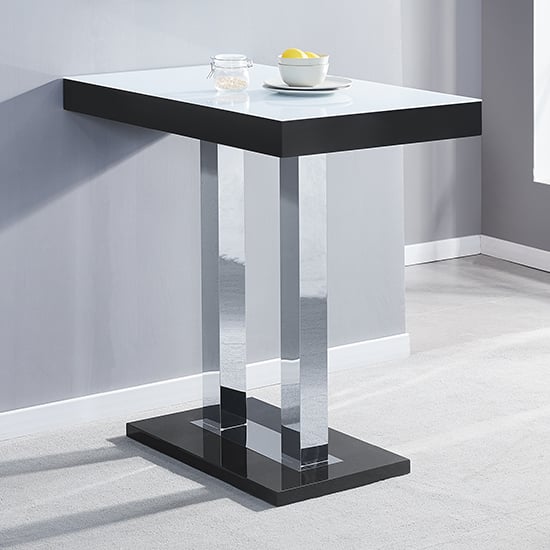 Cortina High Gloss Bar Table In Black With White Glass Top