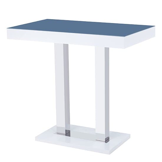Cortina High Gloss Bar Table In White With Grey Glass Top