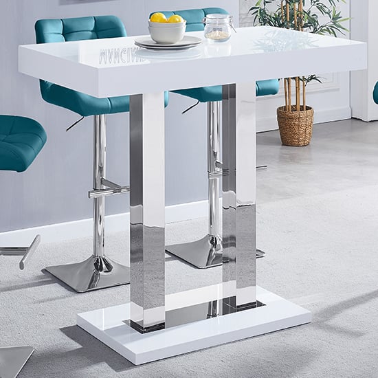Cortina High Gloss Bar Table Rectangular In White