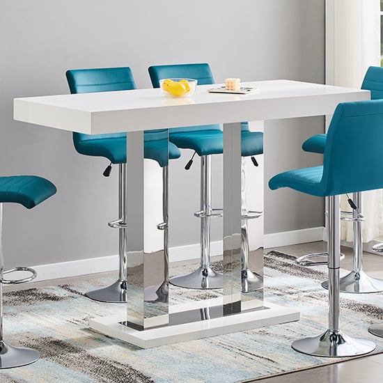 Cortina High Gloss Bar Table Rectangular Large In White